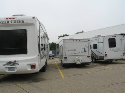 Vehicle storage lot view at Downtown Storage
